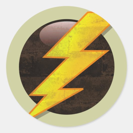 Retro-Grunge-Elektro-Abzeichen Blitzschlag Runder Aufkleber (Vorderseite)