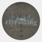 Retro Grunge Fischen Runder Aufkleber (Vorderseite)