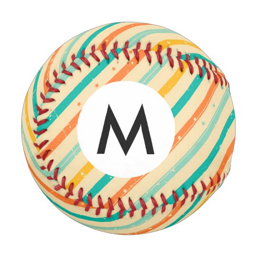 Retro-Grunge gestreift Muster Baseball (Vorderseite Links)