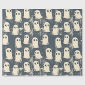 Retro Grunge Ghosts Halloween Muster Geschenkpapier (Flach)