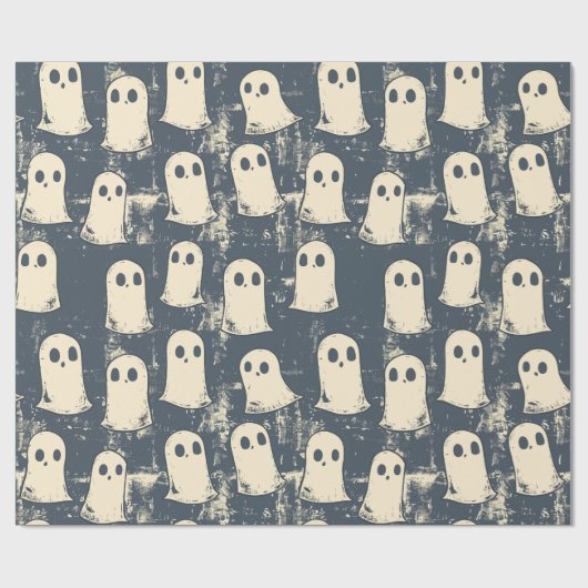Retro Grunge Ghosts Halloween Muster Geschenkpapier (Flach)