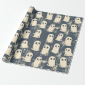 Retro Grunge Ghosts Halloween Muster Geschenkpapier (Ungerollt)
