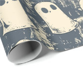 Retro Grunge Ghosts Halloween Muster Geschenkpapier (Rolleneckpunkt)
