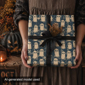 Retro Grunge Ghosts Halloween Muster Geschenkpapier