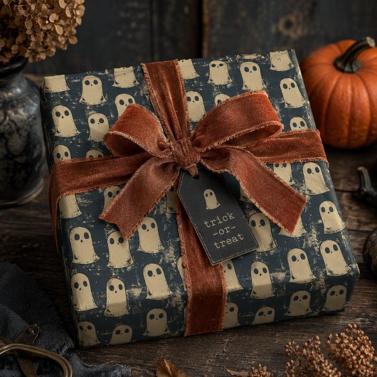 Retro Grunge Ghosts Halloween Muster Geschenkpapier
