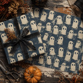 Retro Grunge Ghosts Halloween Muster Geschenkpapier
