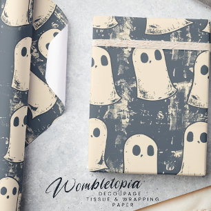 Retro Grunge Ghosts Halloween Muster Geschenkpapier
