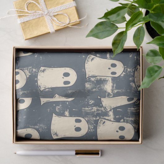 Retro Grunge Ghosts Halloween Muster Seidenpapier (Geschenk)