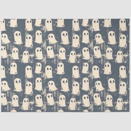 Retro Grunge Ghosts Halloween Muster Seidenpapier (Vorderseite)