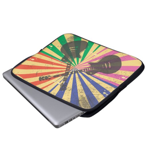 Retro Grunge Gitarren auf Sternexplosion Hintergru Laptopschutzhülle (Vorne Knopf)