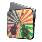 Retro Grunge Gitarren auf Sternexplosion Hintergru Laptopschutzhülle (Vorderseite Links)