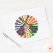 Retro Grunge Gitarren auf Sternexplosion Hintergru Runder Aufkleber (Umschlag)