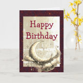 Retro Grunge Moon Birthday Karte (Gelbe Blume)
