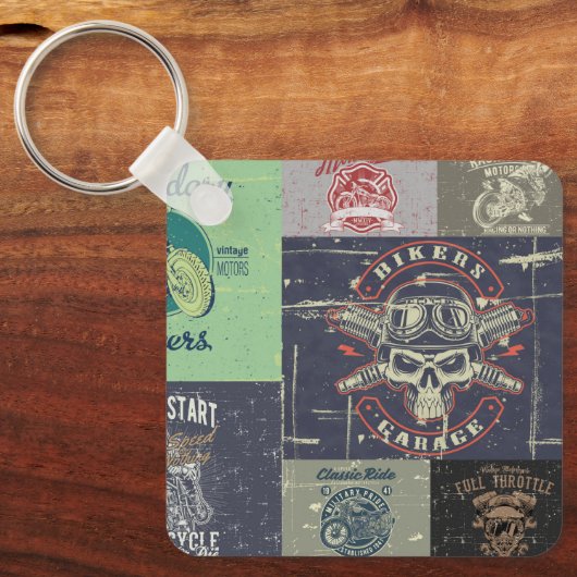 Retro Grunge Motorrad Design Schlüsselanhänger (Vorderseite)