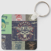 Retro Grunge Motorrad Design Schlüsselanhänger (Rückseite)