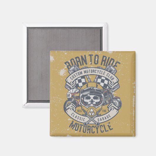 Retro Grunge Motorrad Magnet (Vorderseite/Rückseite)