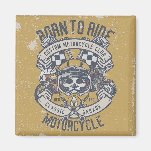 Retro Grunge Motorrad Magnet (Vorne)