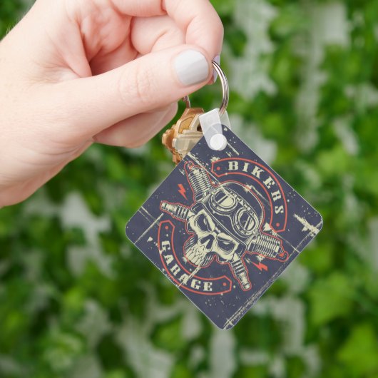 Retro Grunge Motorrad Schlüsselanhänger (Hand)