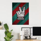 Retro Grunge Peace Hand Sign Poster (Heimbüro)