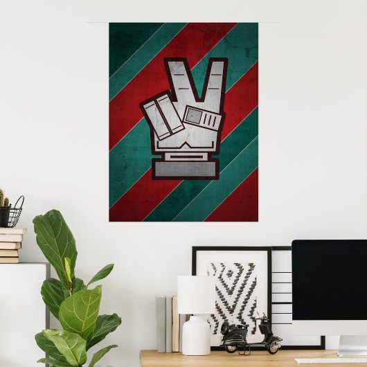 Retro Grunge Peace Hand Sign Poster (Heimbüro)