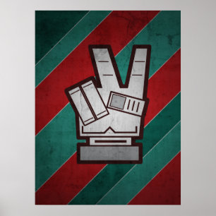 Retro Grunge Peace Hand Sign Poster