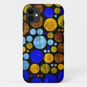 Retro Grunge Polka Dots Yellow Blue Aqua Case-Mate iPhone Hülle