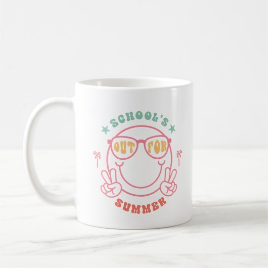 Retro Grunge "School's Out" Sommerdesign Kaffeetasse (Links)