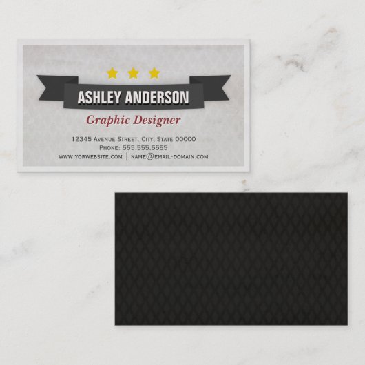 Retro Grunge Schwarz und Weiß Visitenkarte (Vorne/Hinten)