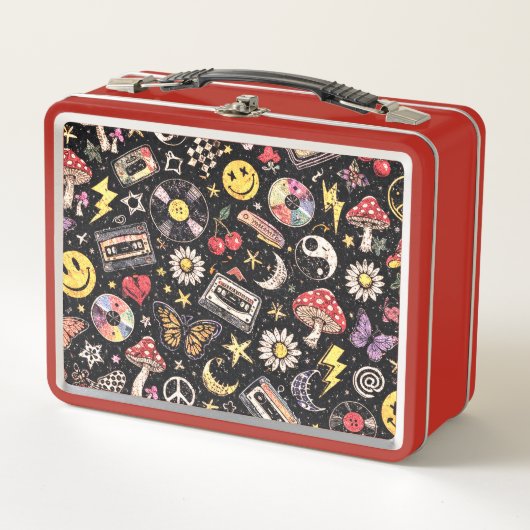 Retro Grunge Sunshine Bliss Metall Brotdose (Vorderseite)