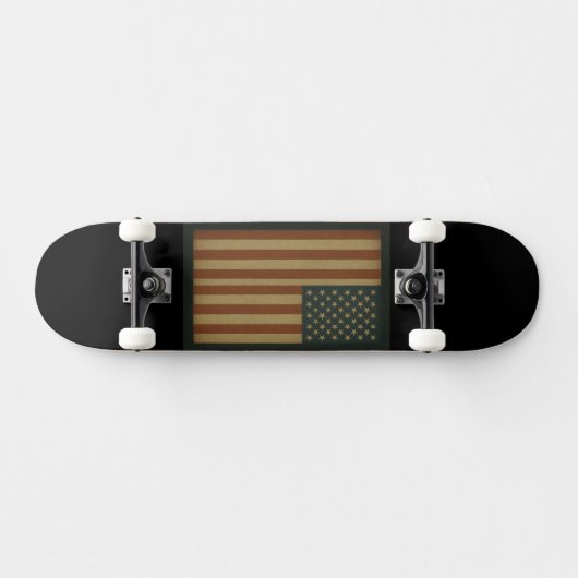 Retro Grunge Vertical American Flag Unisex Skateboard (Horizontal)
