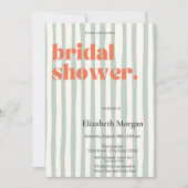 Retro Grünstreifen Einfaches Brautparty Einladung (Vorderseite)