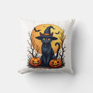 Retro Grusel Halloween Kostüm schwarze Katze Salem Kissen