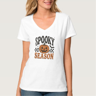 Retro Grusel-Saison Halloween-V-Ausschnitt T-Shirt