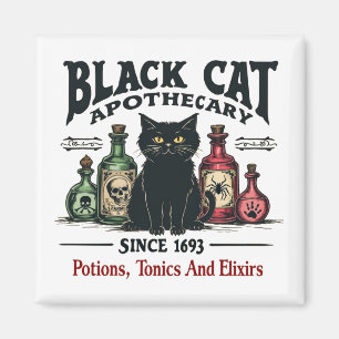 Retro Grusel Schwarzkatze Apotheke Hexen Wicca Magnet