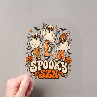 Retro Grusel SZN Geister | Groovy 70er Halloween D Acryleinladungen
