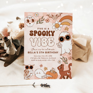 Retro Grusel-Vibe Halloween-Geburtstagseinladung Einladung