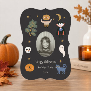 Retro Gruselige Halloween Personalisierte Foto Feiertagskarte