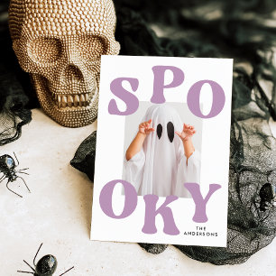 Retro Gruselige Purpur-Typografie Foto Halloween Feiertagskarte