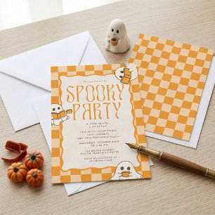 Retro-gruselige süße Geister-Halloween-Party Einladung