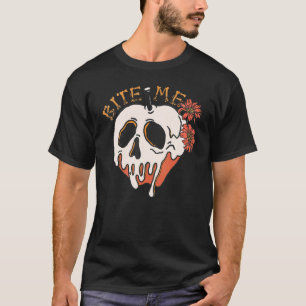 Retro Gruseliger Beiß Mich Halloween Schmelzender T-Shirt