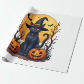 Retro-gruseliger Halloween-Kostüm-Schwarze Katze S Geschenkpapier (Ungerollt)
