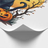 Retro-gruseliger Halloween-Kostüm-Schwarze Katze S Geschenkpapier (Ecke)
