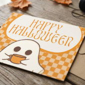 Retro Gruseliger Süßer Geist Halloween Postkarte