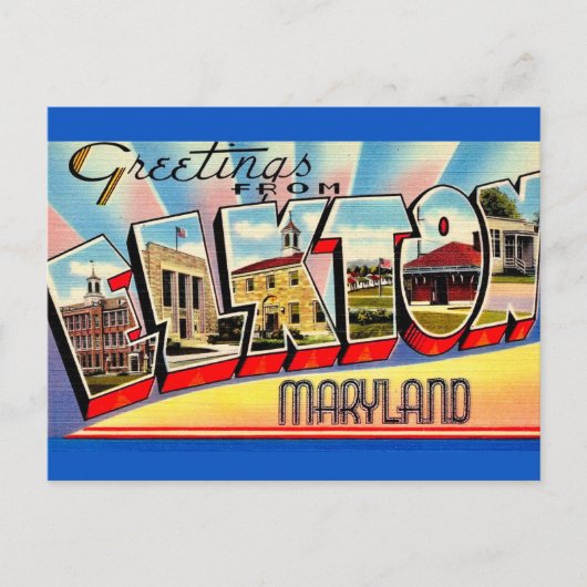 Retro Gruß aus Elkton MD Postkarte (Vorderseite)