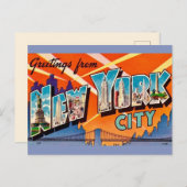 Retro Gruß aus New York Postkarte (Vorne/Hinten)