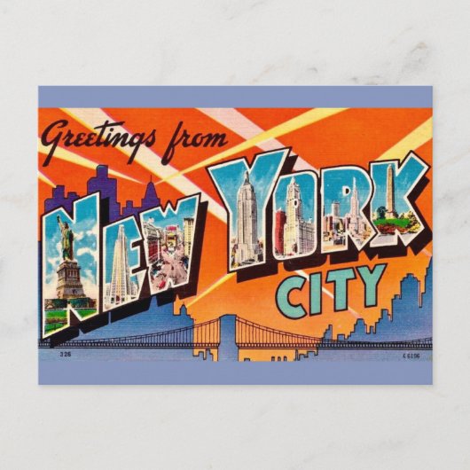 Retro Gruß aus New York Postkarte (Vorderseite)