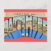 Retro Gruß von Baltimore MD Postkarte (Vorderseite)