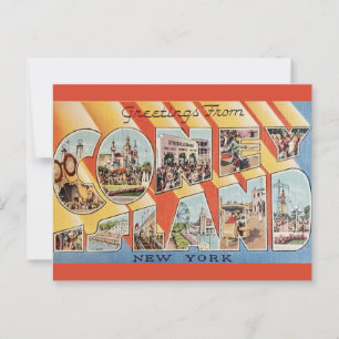 Retro Gruß von Coney Island NY Postkarte