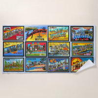 Retro-Grüße aus den USA Staaten Beach Towel
