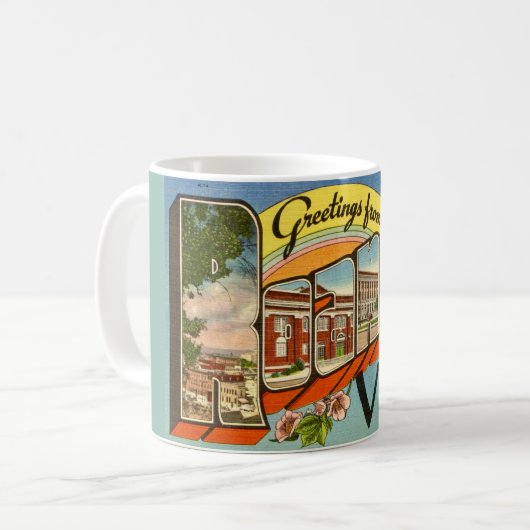 Retro-Grüße aus Roanoke, VA Kaffeetasse (Vorderseite Links)